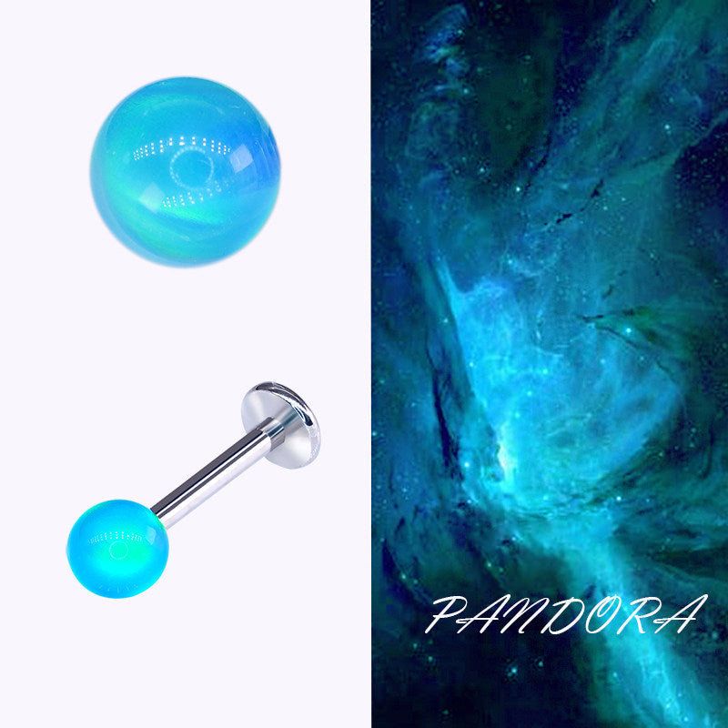 F136 Titanium Internal Thread Labret - Aurora Nebula Opal Cartilage Earring
