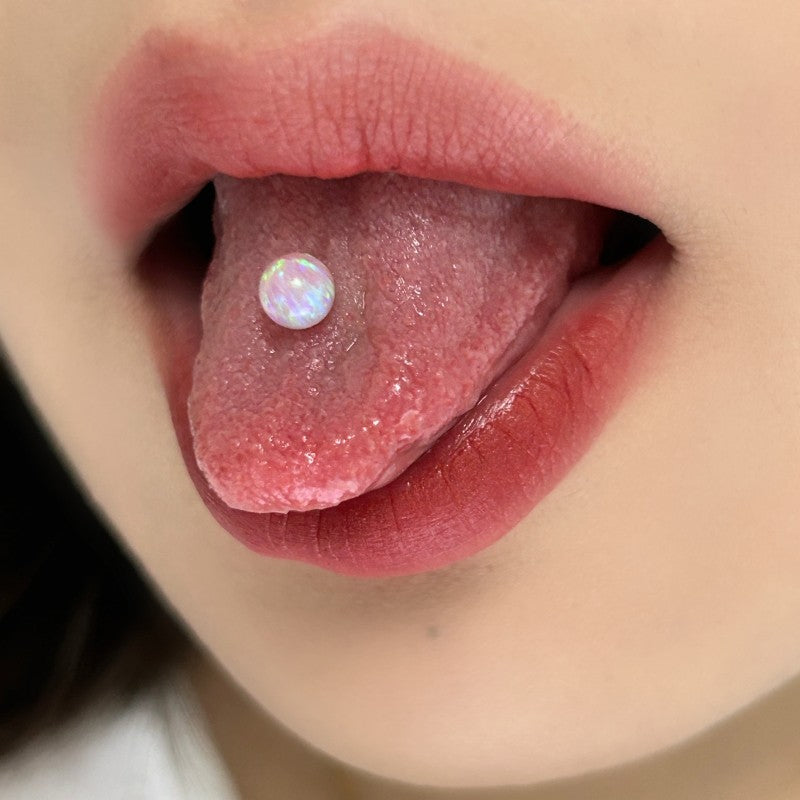 Basic 5mm Opal Titanium Tongue Ring