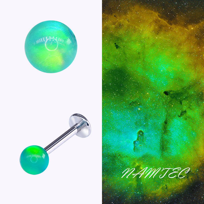 F136 Titanium Internal Thread Labret - Aurora Nebula Opal Cartilage Earring