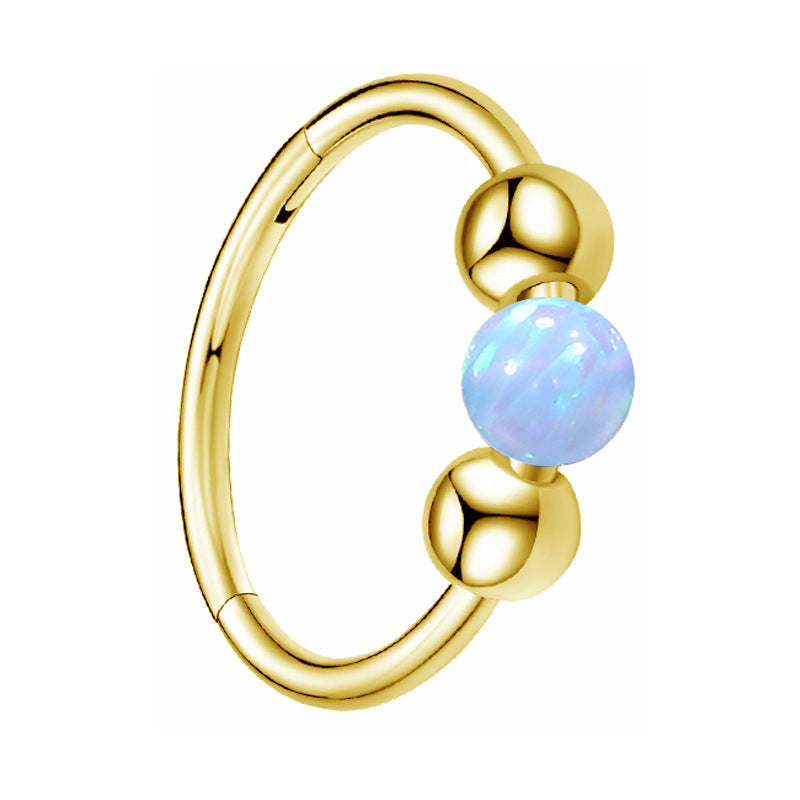 316L Surgical Steel Opal Ball Closure Ring - Septum Nose Ring Cartilage Earring