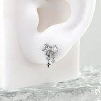 Pair Of Dainty Silver Bow Dangle Stud - Fairycore Cartilage & Helix Earring