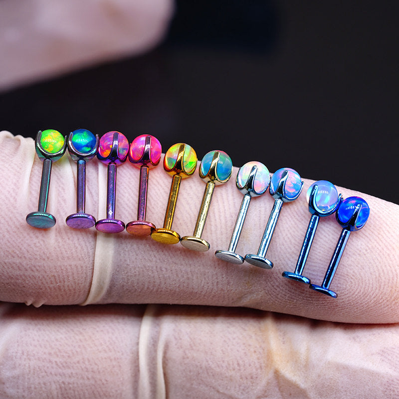 F136 Titanium Jelly 5mm Opal Internally Threaded Stud for Lip, Helix, Tragus & Cartilage