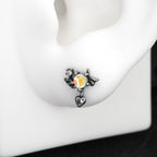 Dainty Opal Heart Angel Wings Stud - Guardian Angel Cartilage & Helix Earring
