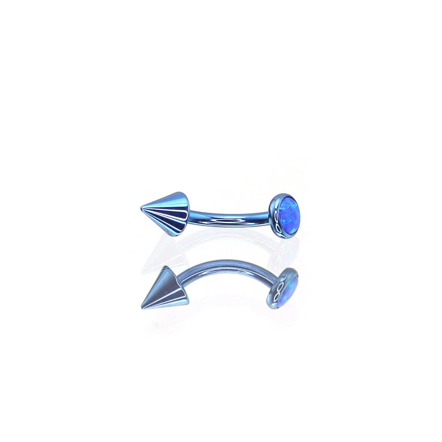 F136 Titanium Opal Spike Piercing | Colorful Curved Barbell for Rook & Eyebrow