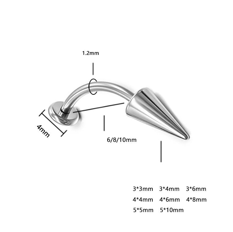 16G ASTM F-136 Titanium Spike Flat Back Labret Stud | Internally Threaded Upper Lip Piercing for Medusa & Monroe