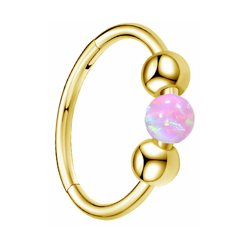 316L Surgical Steel Opal Ball Closure Ring - Septum Nose Ring Cartilage Earring