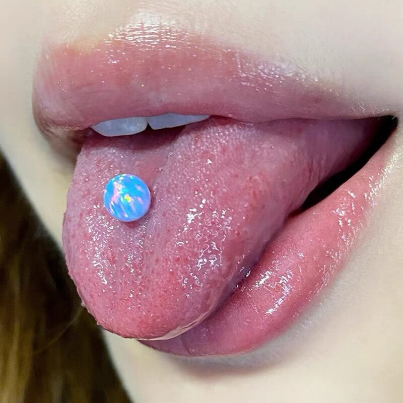 Basic 5mm Opal Titanium Tongue Ring