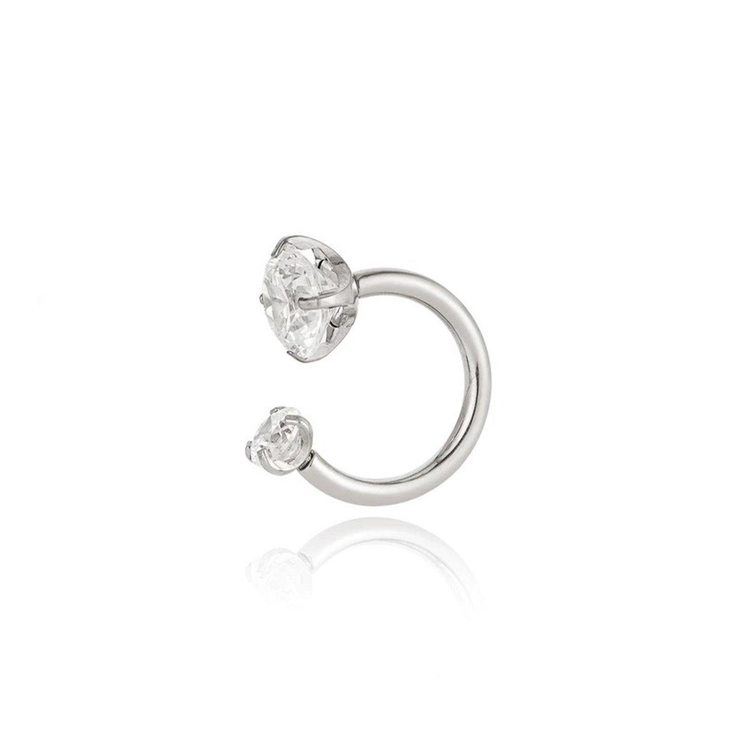 Titanium Double CZ Horseshoe Ring | Hypoallergenic Healing Cartilage Earring