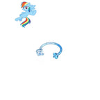 MLP Pastel Titanium Asymmetrical Zirconia Horseshoe Cartilage｜Septum Piercing