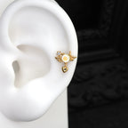 Dainty Opal Heart Angel Wings Stud - Guardian Angel Cartilage & Helix Earring