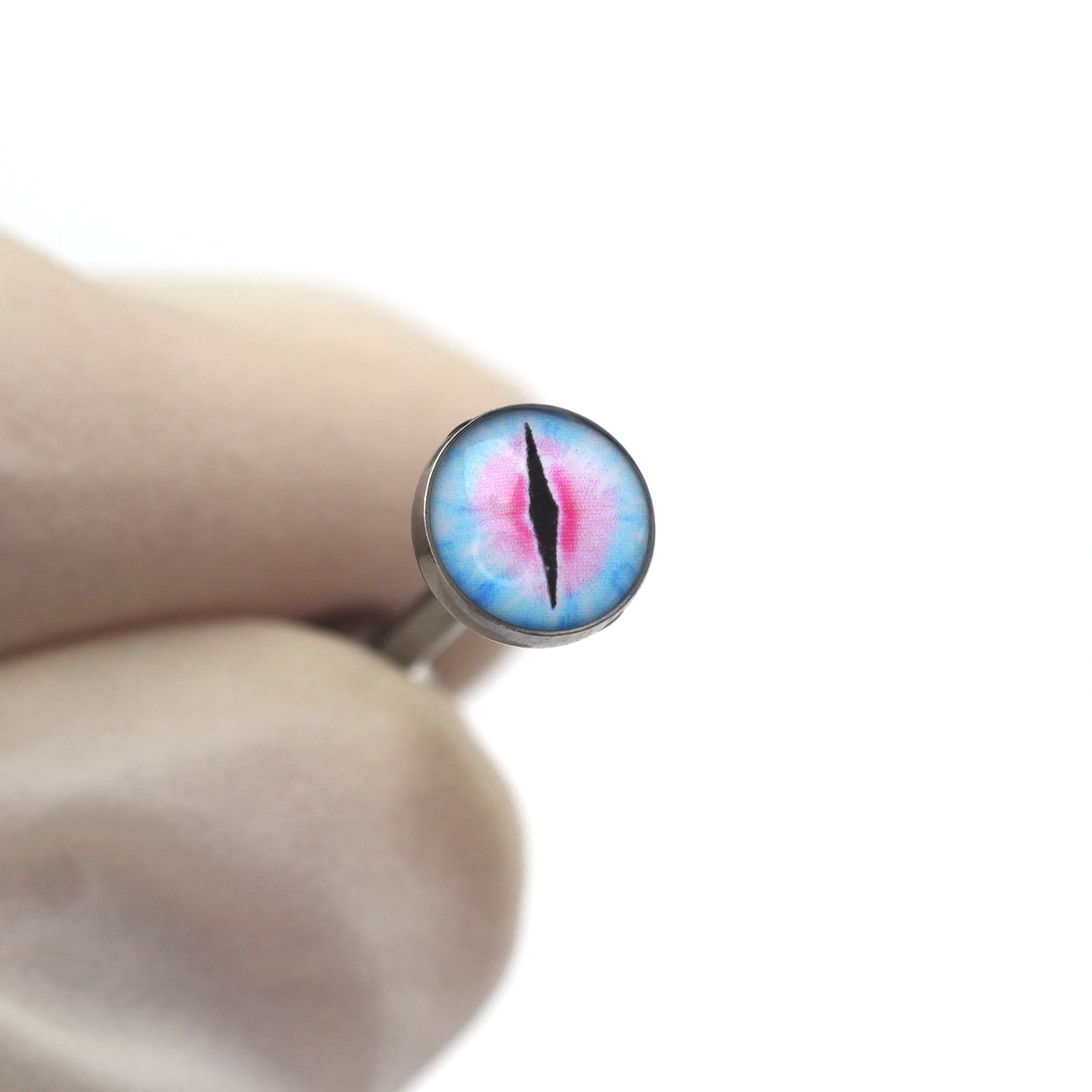 14G Titanium Dragon Eye Tongue Barbell - Slit Pupil Design