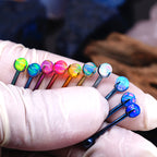 F136 Titanium Aurora Jelly 5mm Opal Straight Barbell - Sparkling Nipple, Tongue & Bridge Piercing