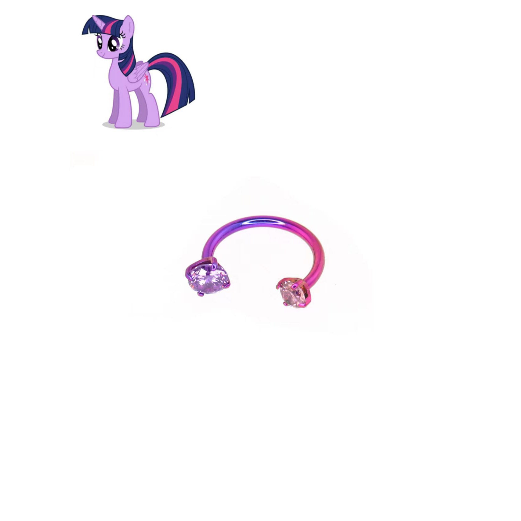 MLP Pastel Titanium Asymmetrical Zirconia Horseshoe Cartilage｜Septum Piercing