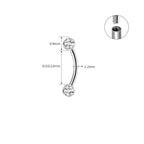 ASTM F136 Titanium Full CZ Curved Barbell - Internally Threaded Eyebrow & Rook Ring