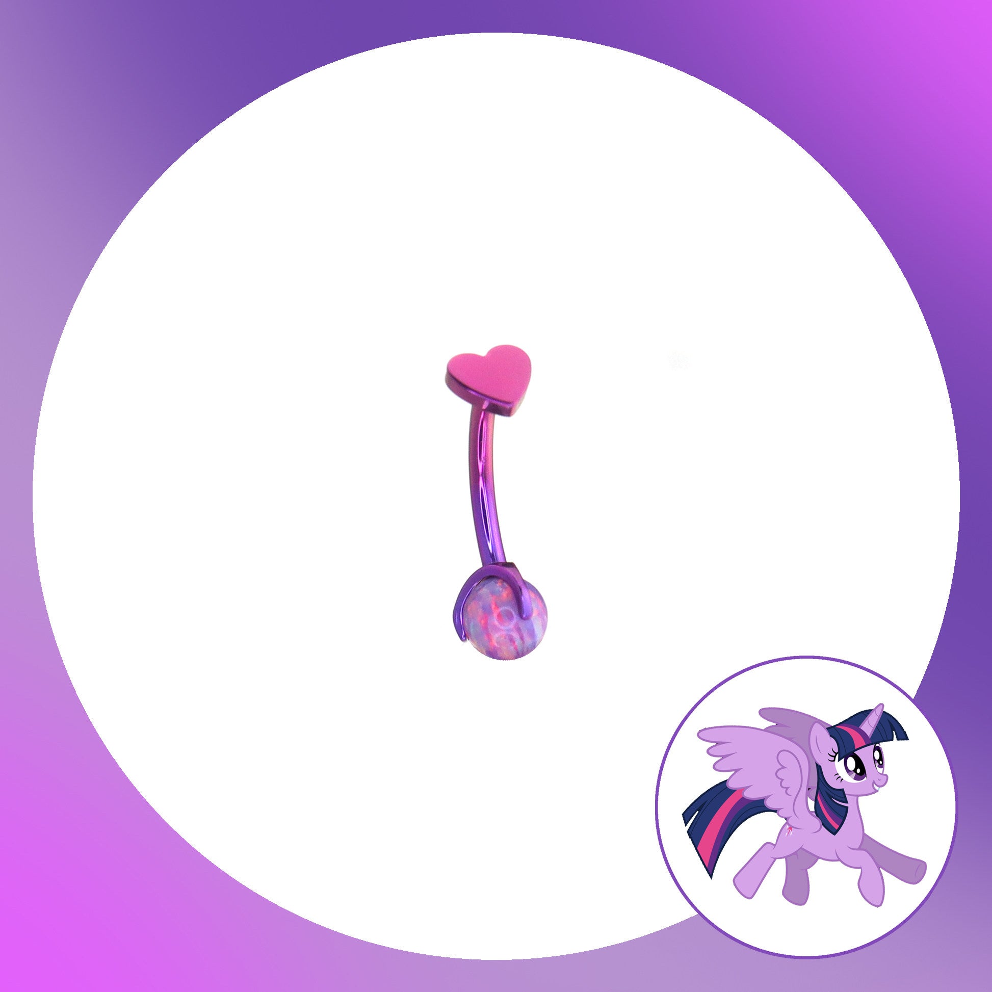 MLP Titanium Heart Top Curved Barbell | Rook Earring, Eyebrow Ring & Navel Stud