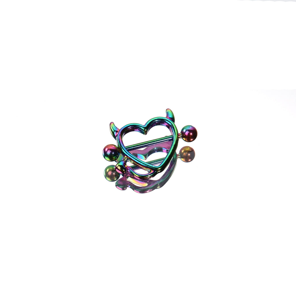 Heart Demon Horn Stainless Steel Nipple Rings