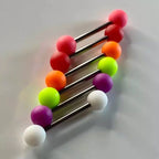 14G Neon Green Frosted Acrylic Tongue Ring | Surgical Steel Barbell | Edgy Cyber Y2K Piercing