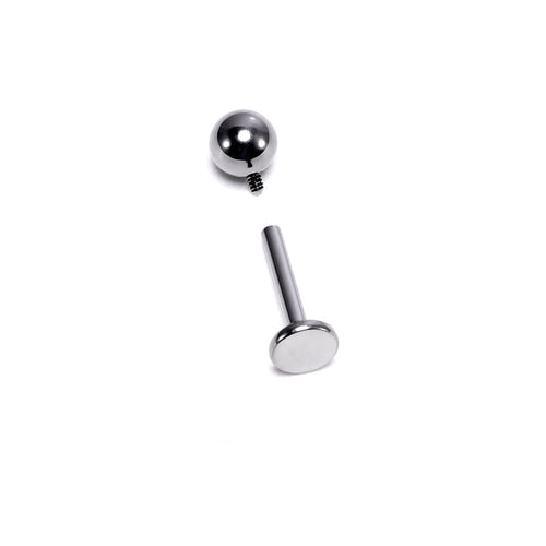 18G 16G 14G Implant Grade Titanium Flat Back Stud | High Polish Internally Threaded Labret for Cartilage & Healing Piercings