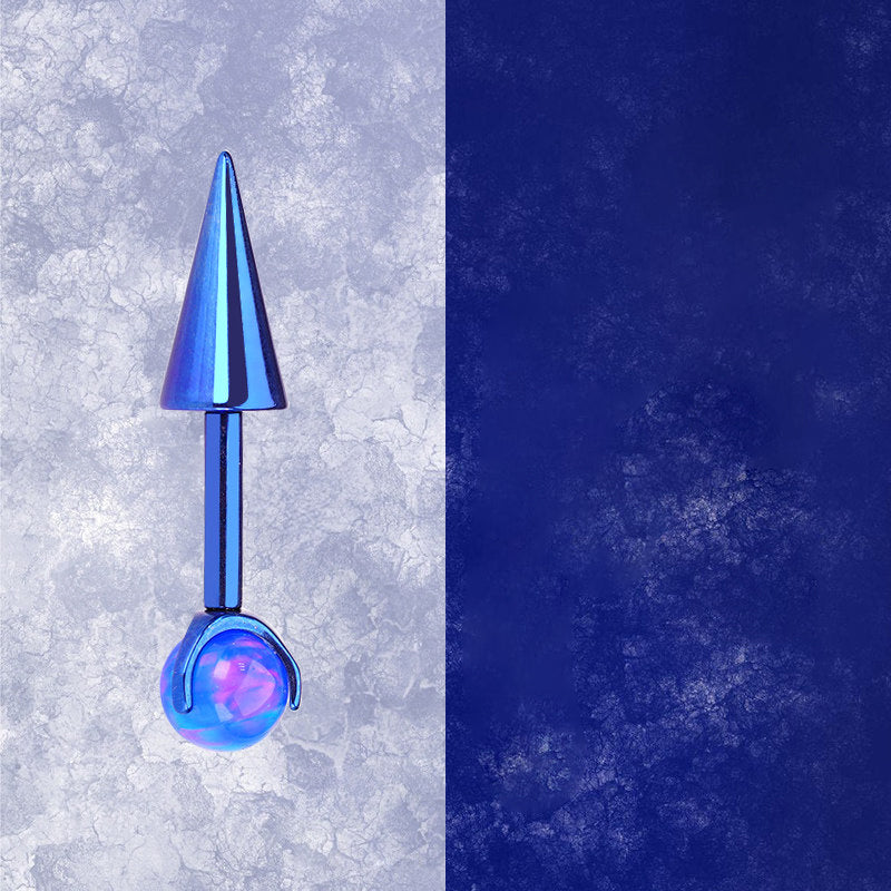 ASTM F136 Titanium Aurora Opal Spike Stud - Edgy Fairycore Cartilage Piercing