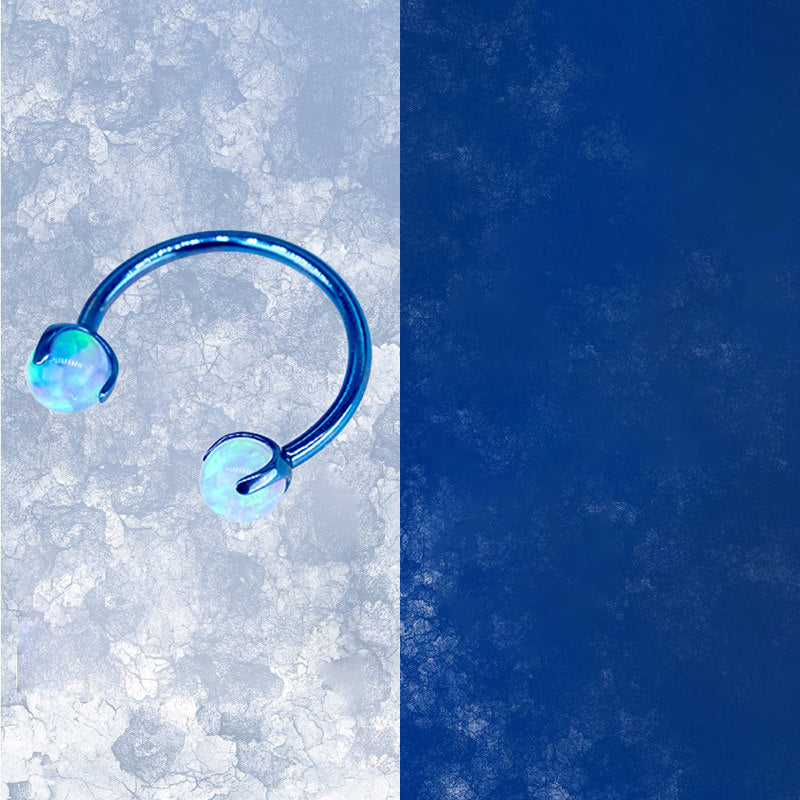 ASTM F136 Titanium Aurora Jelly Opal Circular Barbell - Internally Threaded Septum &Cartilage& Lip Ring