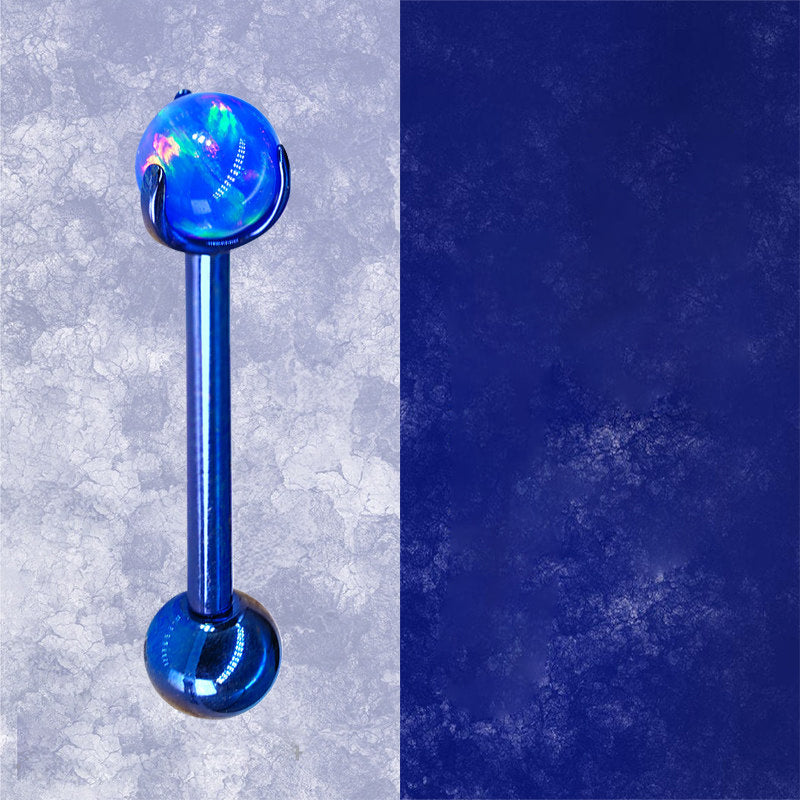 F136 Titanium Aurora Jelly 5mm Opal Straight Barbell - Sparkling Nipple, Tongue & Bridge Piercing