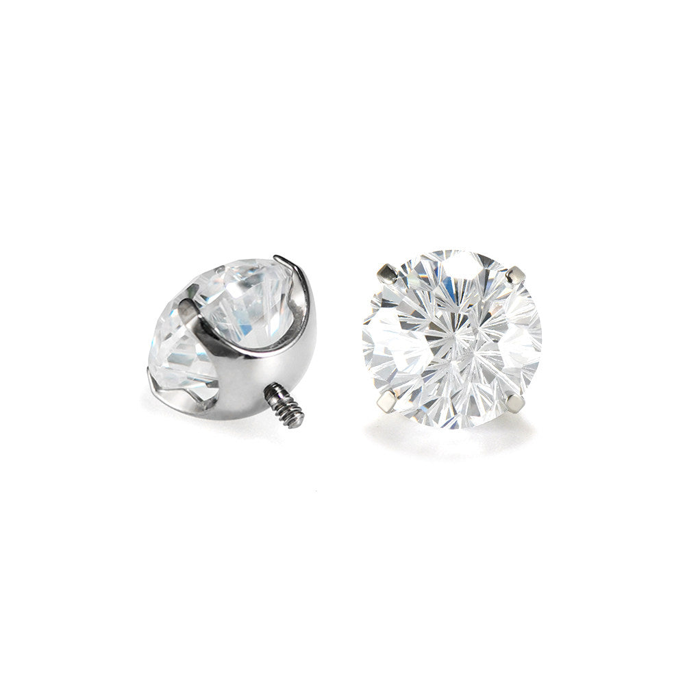 Dazzling Firework Cut 6mm CZ Tongue Ring - Drink-Safe Titanium Barbell