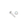 ASTM F136 Titanium Heart Opal Labret Stud - Internally Threaded Cartilage & Lip Piercing
