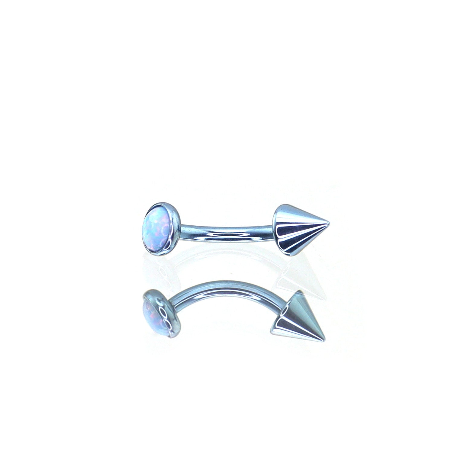 F136 Titanium Opal Spike Piercing | Colorful Curved Barbell for Rook & Eyebrow