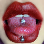 Y2K Multicolor Micro-Pave Tongue Ring - Smooth Epoxy Sealed