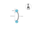 ASTM F136 Titanium Full CZ Curved Barbell - Internally Threaded Eyebrow & Rook Ring