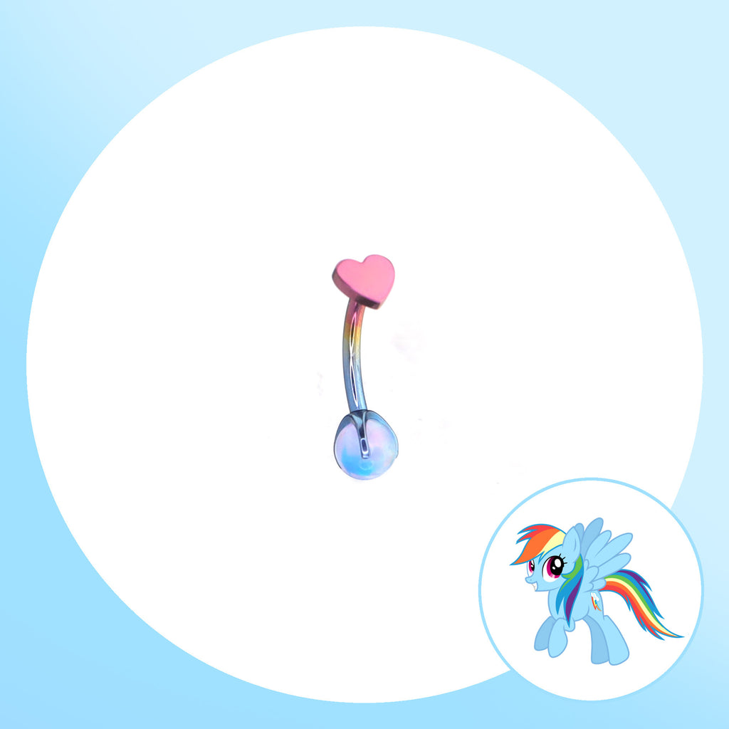 MLP Titanium Heart Top Curved Barbell | Rook Earring, Eyebrow Ring & Navel Stud