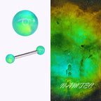 Aurora Iridescent Double 5mm Opal Tongue Ring | F136 Titanium Internally Threaded Nebula
