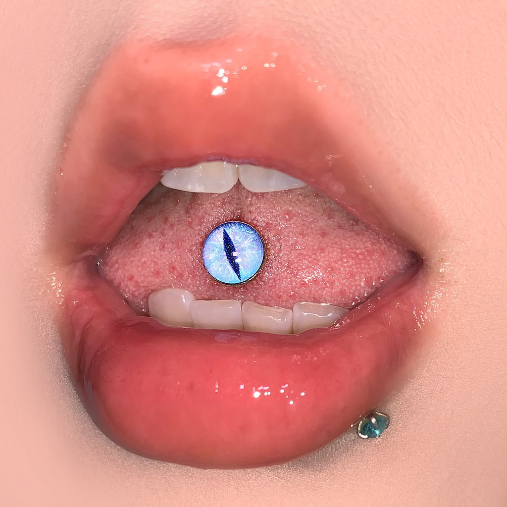 Mystic Demon Eye Titanium Tongue Ring - Internally Threaded