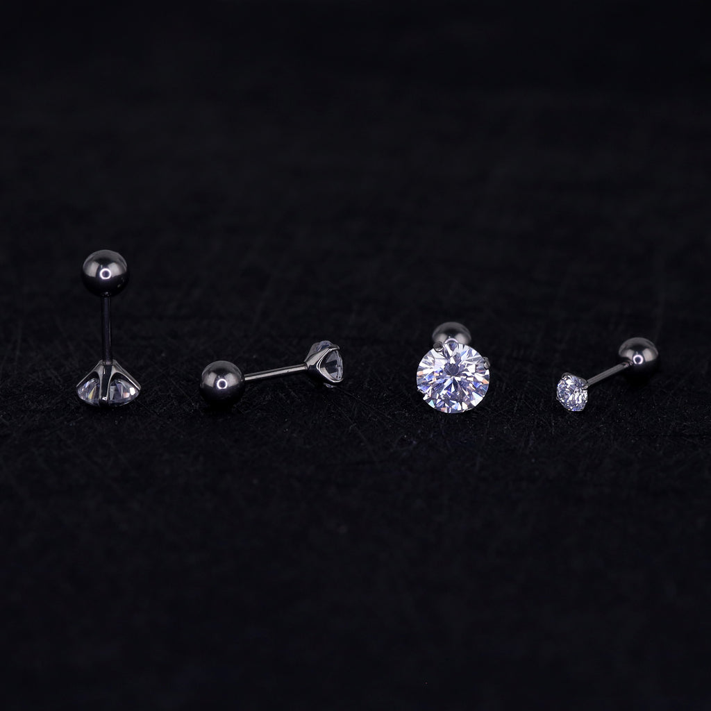 Titanium Brilliant CZ Statement Stud | Unique High-Sparkle Earring