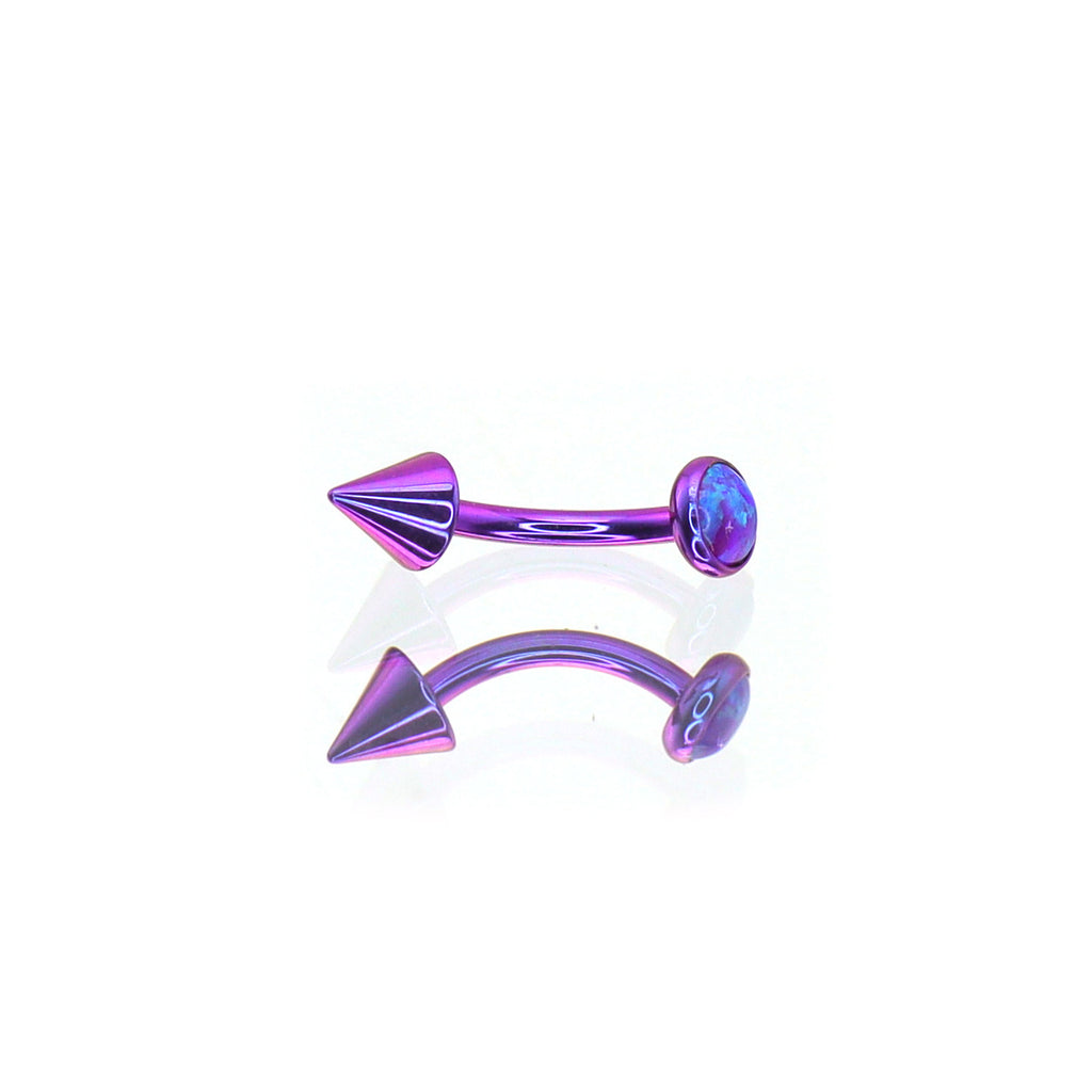 F136 Titanium Opal Spike Piercing | Colorful Curved Barbell for Rook & Eyebrow