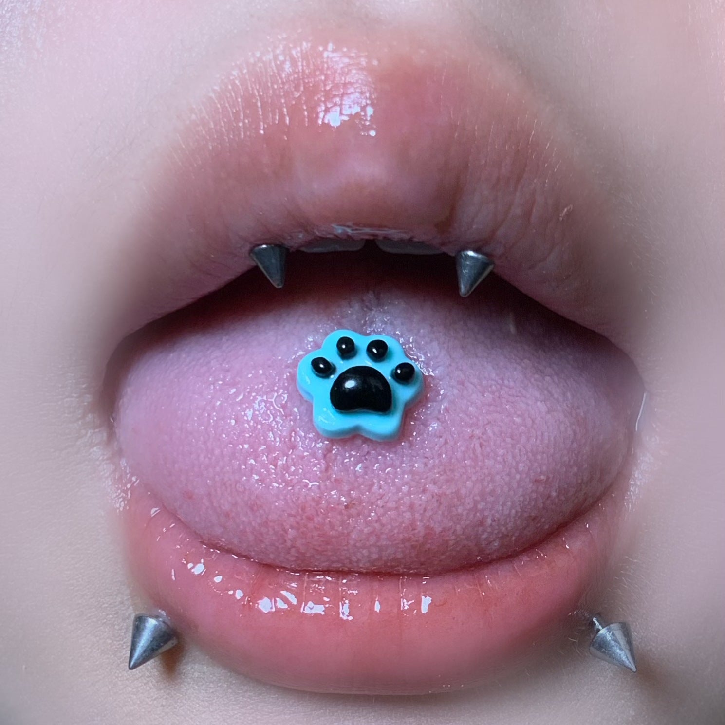 Glow-in-the-Dark Cat Paw Tongue Ring - Sweet & Edgy Barbell