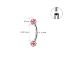 ASTM F136 Titanium Full CZ Curved Barbell - Internally Threaded Eyebrow & Rook Ring
