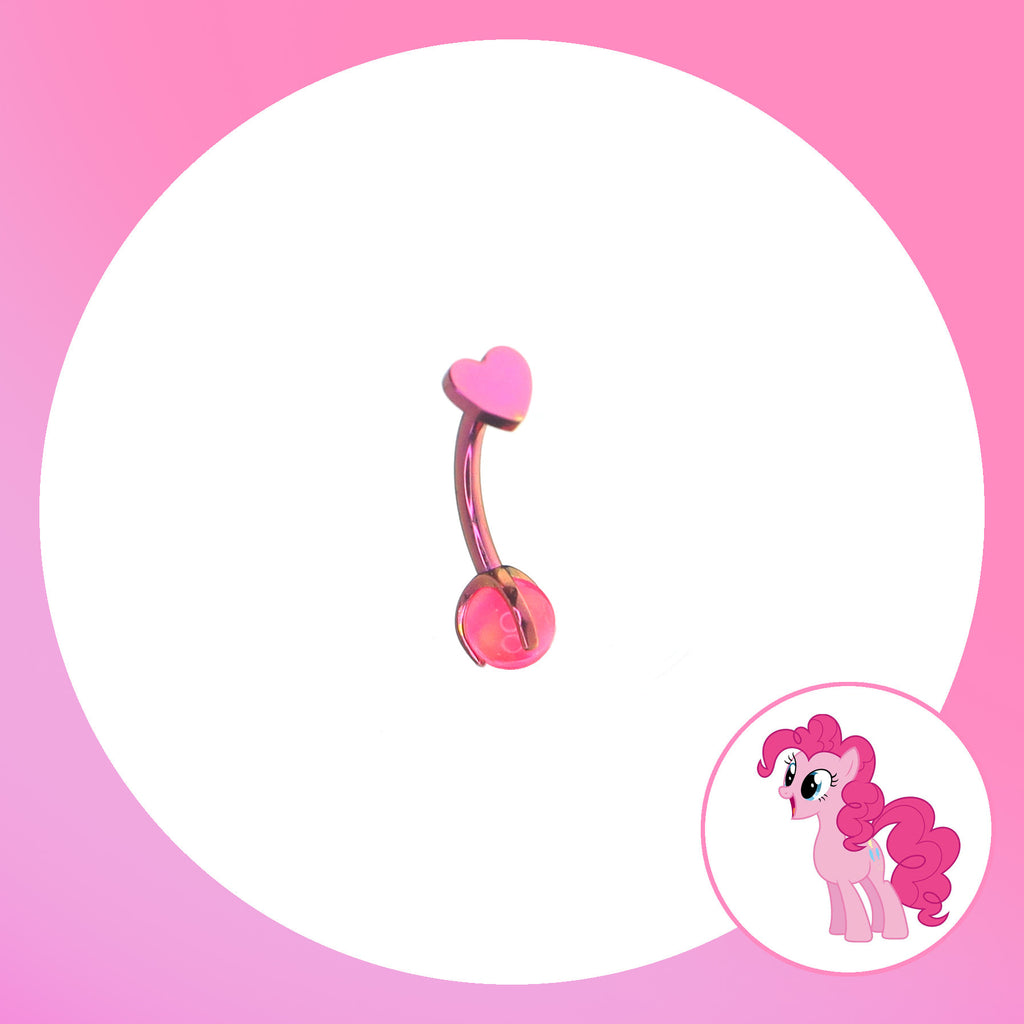 MLP Titanium Heart Top Curved Barbell | Rook Earring, Eyebrow Ring & Navel Stud