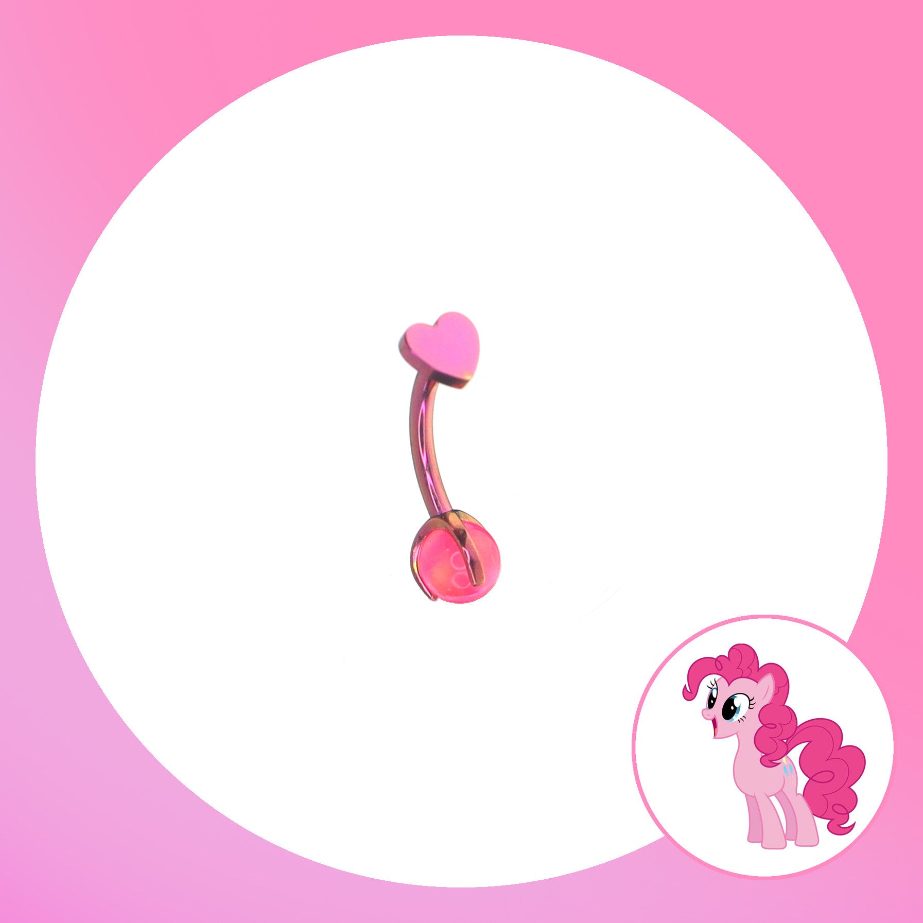 MLP Titanium Heart Top Curved Barbell | Rook Earring, Eyebrow Ring & Navel Stud