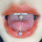 Y2K Multicolor Micro-Pave Tongue Ring - Smooth Epoxy Sealed