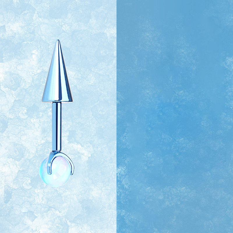 ASTM F136 Titanium Aurora Opal Spike Stud - Edgy Fairycore Cartilage Piercing