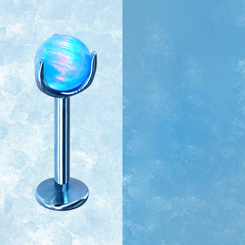 F136 Titanium Jelly 5mm Opal Internally Threaded Stud for Lip, Helix, Tragus & Cartilage
