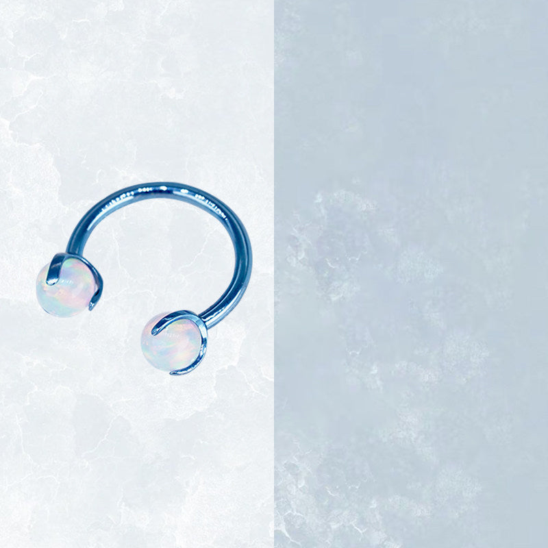 ASTM F136 Titanium Aurora Jelly Opal Circular Barbell - Internally Threaded Septum &Cartilage& Lip Ring
