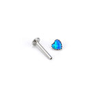 ASTM F136 Titanium Heart Opal Labret Stud - Internally Threaded Cartilage & Lip Piercing