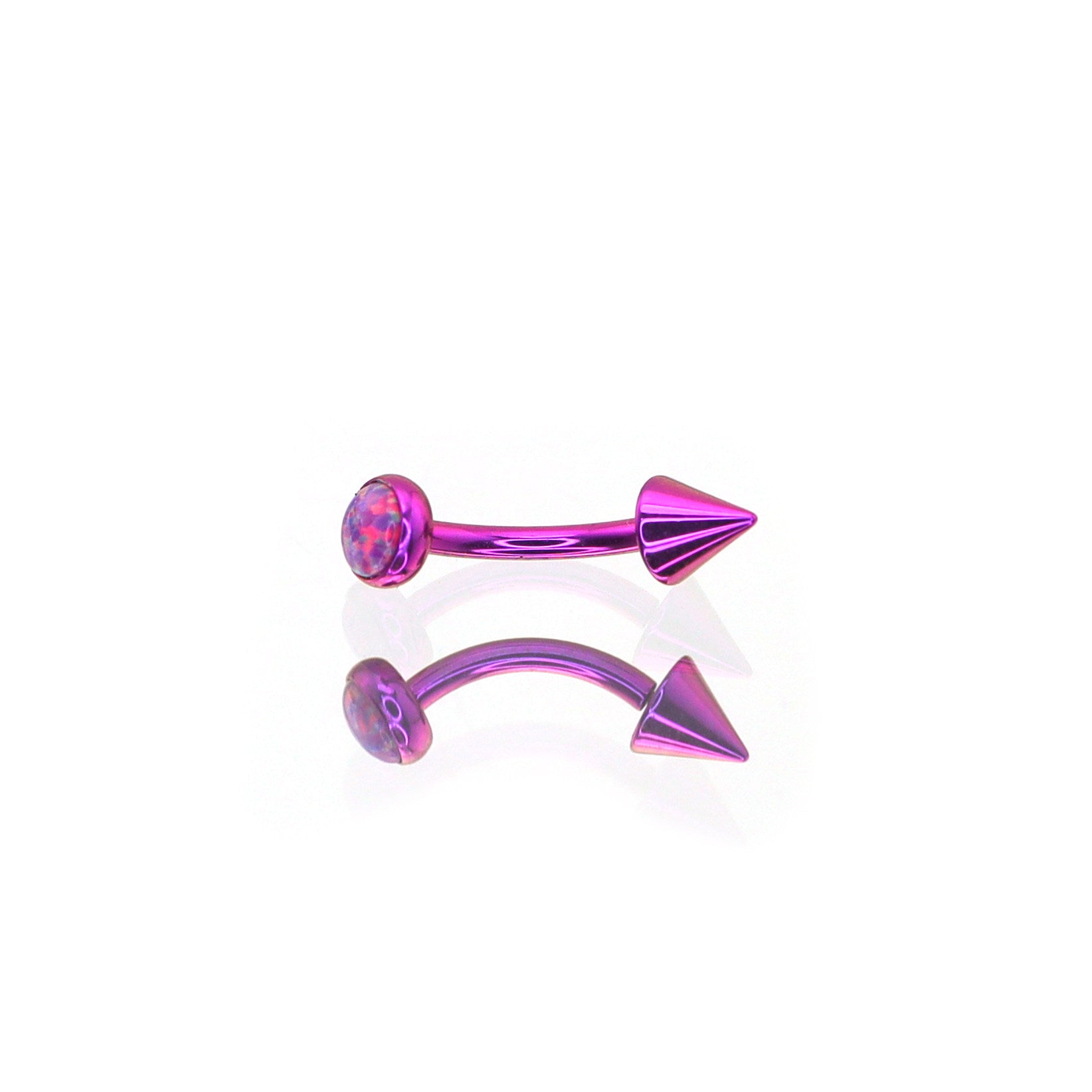 F136 Titanium Opal Spike Piercing | Colorful Curved Barbell for Rook & Eyebrow