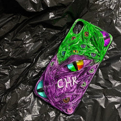 "Graffiti Beast" Custom Name 3D Phone Case | Personalized Hand-Painted Text & Monster Eyes - Crux Jewelry product image 2