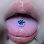 Glow-in-the-Dark Cat Paw Tongue Ring - Sweet & Edgy Barbell