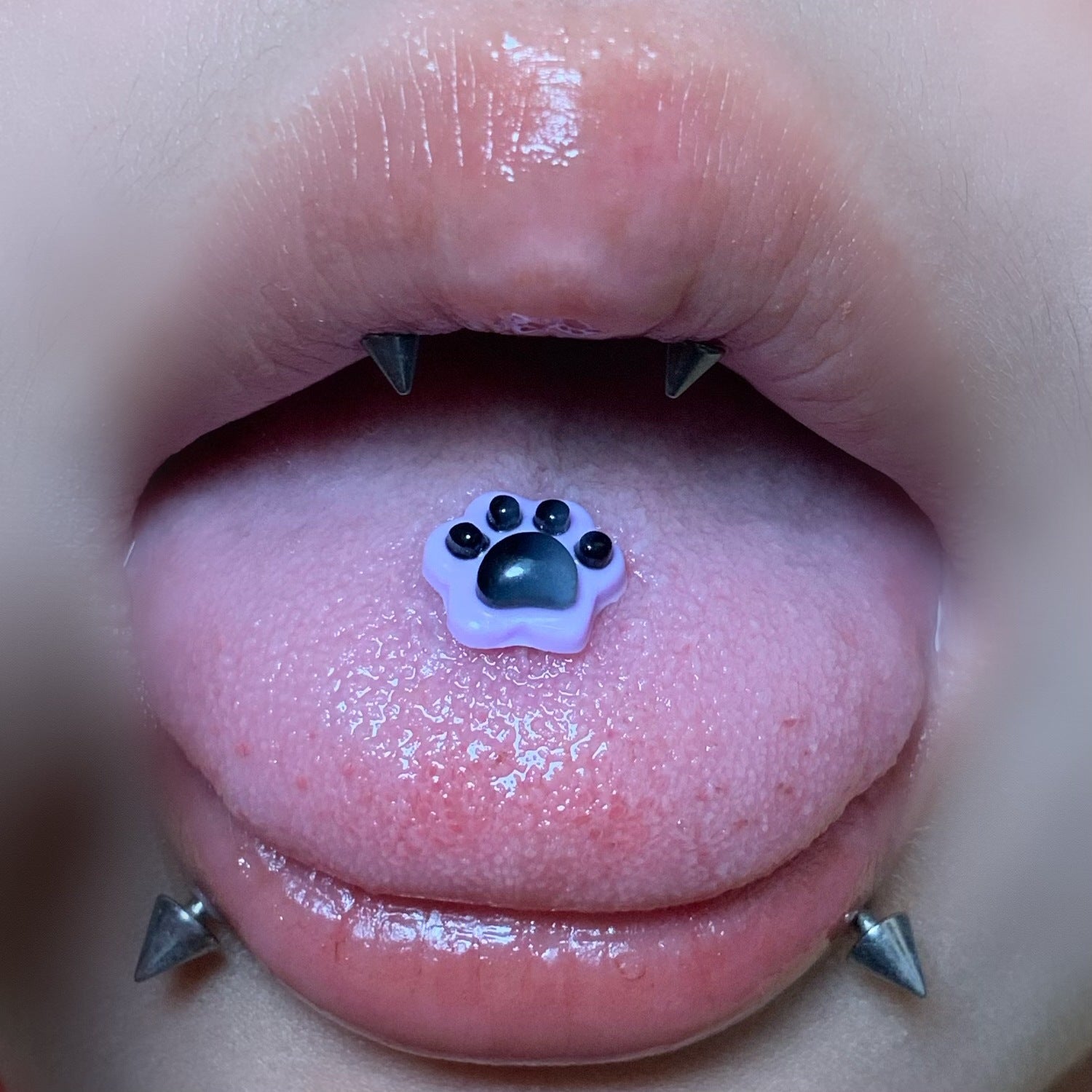 Glow-in-the-Dark Cat Paw Tongue Ring - Sweet & Edgy Barbell