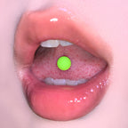 14G Neon Green Frosted Acrylic Tongue Ring | Surgical Steel Barbell | Edgy Cyber Y2K Piercing