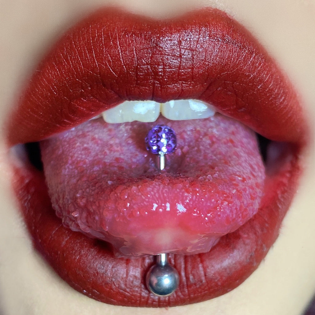 Y2K Multicolor Micro-Pave Tongue Ring - Smooth Epoxy Sealed